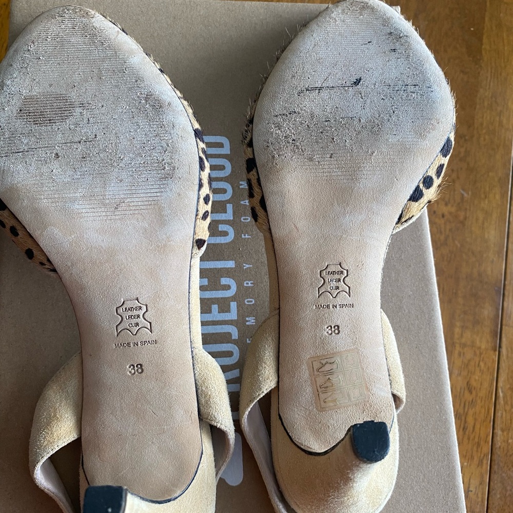 Carmen Salas Calf hair Sling Back Leopard Heels SZ 38 (US 7-7.5) Anthropologie - Picture 7 of 11